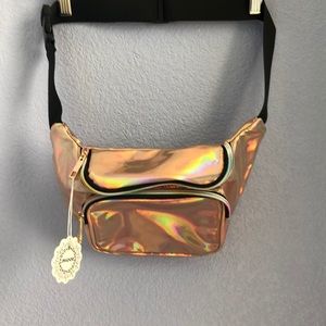 pink holographic rave fanny packs